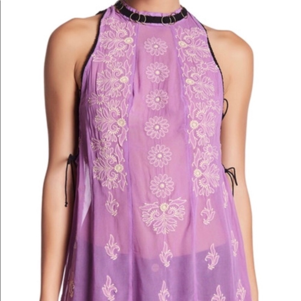 Free People embroidered slip dress
